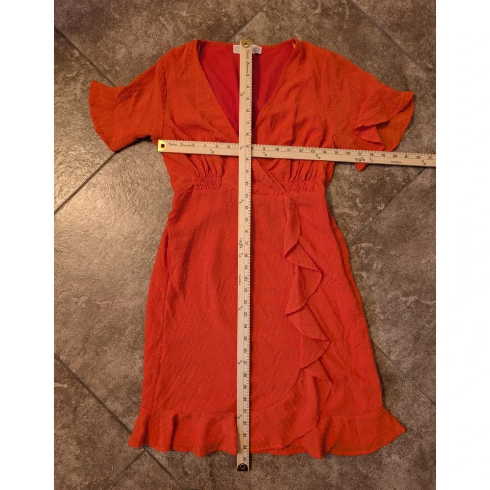 MICHAEL Michael Kors Faux Wrap Mini Dress Bright Deep‎ Orange Size Large